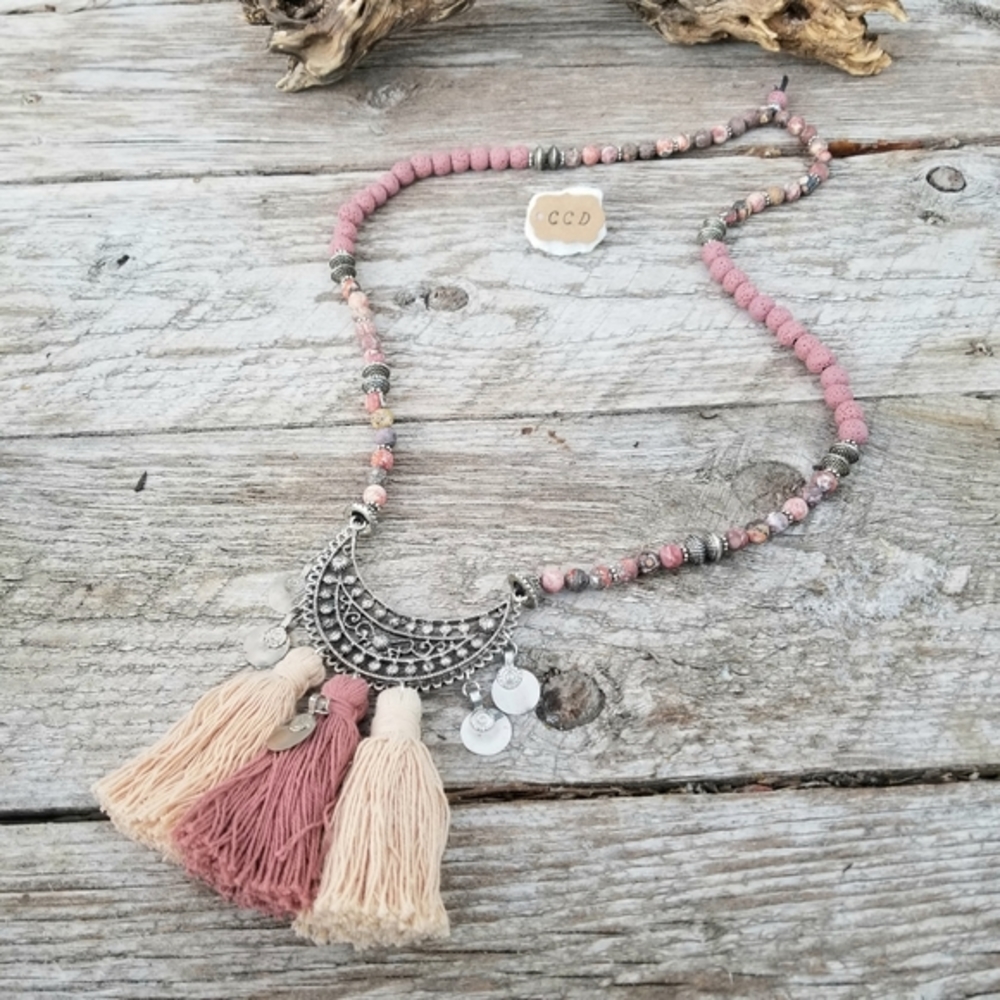 NEW! CCD JASPER & LAVA STONE BOHEME NECKLACE!